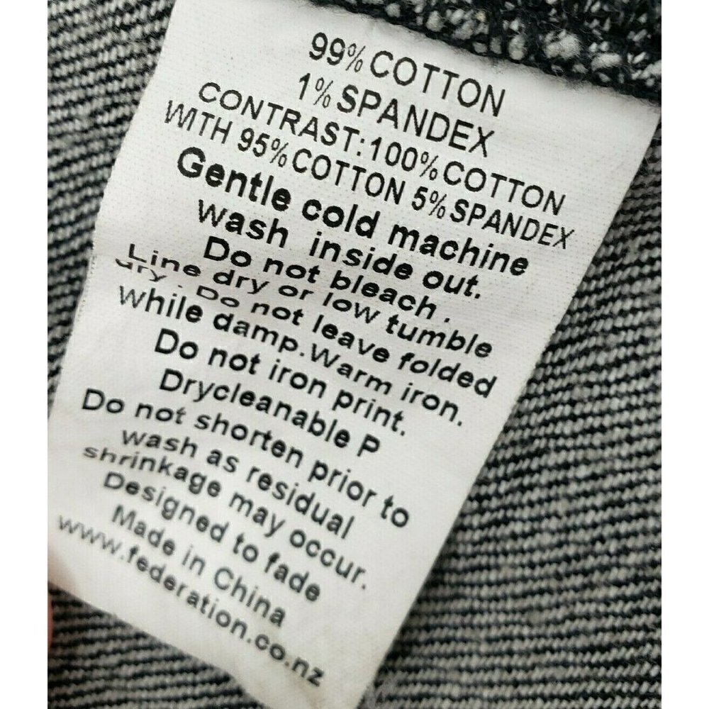 Federation + Denim Jacket Mens Medium Black Button Front - Picture 4 of 5